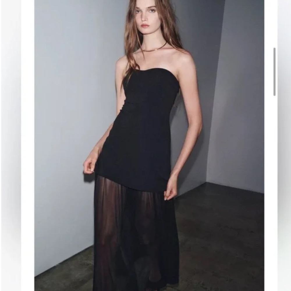 Zara Black strapless combination dress | S NWT